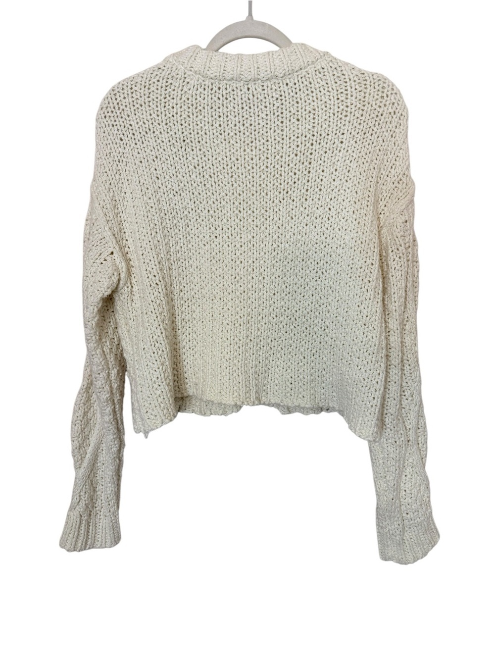 Free People Cream Chunky Cable Knit Cropped Sweater Size XS - Picture 4 of 9